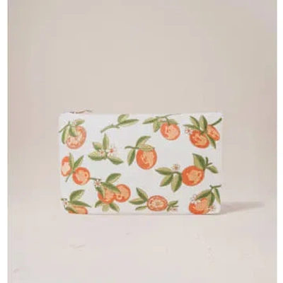 Elizabeth Scarlett Orange Blossom Everyday Pouch White Cotton