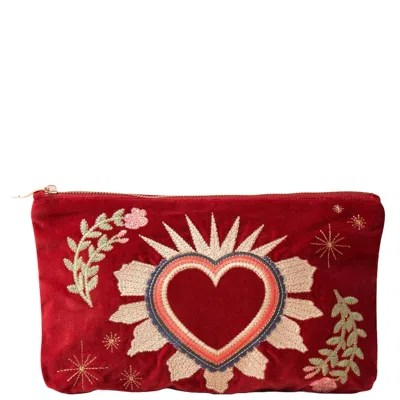 Elizabeth Scarlett Sacred Heart Rouge Velvet Everyday Pouch In White