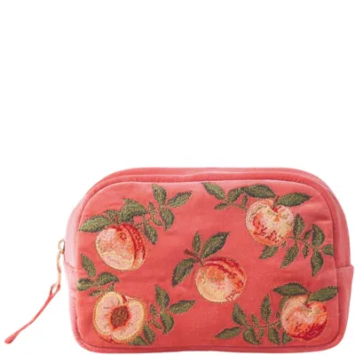 Elizabeth Scarlett Summer Peach Velvet Makeup Bag - Spiced Coral