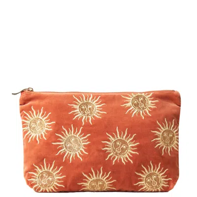 Elizabeth Scarlett Sun Goddess Rust Velvet Everyday Pouch In White