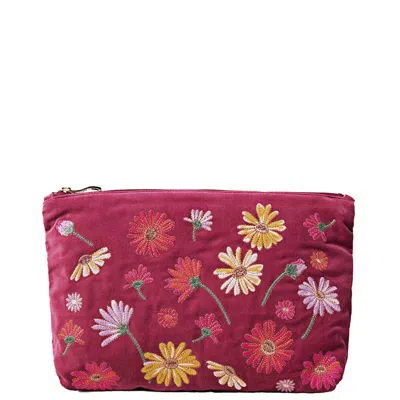 Elizabeth Scarlett Wildflower Dry Rose Velvet Everyday Pouch In White