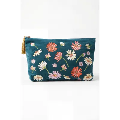 Elizabeth Scarlett Wildflower Velvet Everyday Pouch In Multi