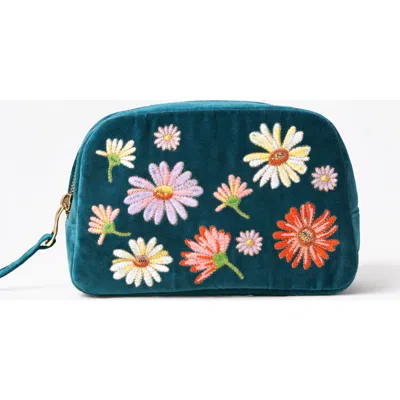Elizabeth Scarlett Wildflower Velvet Makeup Bag In Multi