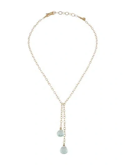 Pre-owned Elizabeth Showers Two Stone Drop Necklace, 19.5" In Multi