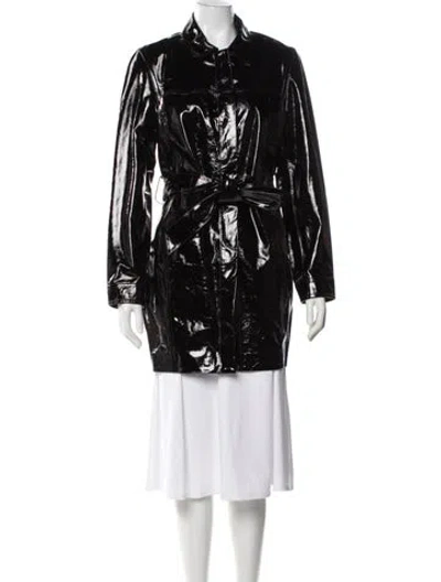Pre-owned Elizabeth Sulcer X Miss Sixty Lamb Leather Trench Coat In Black