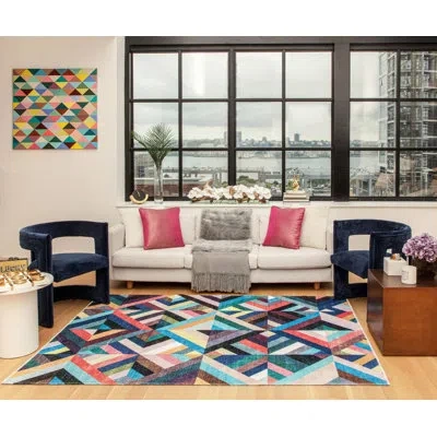 Elizabeth Sutton Collection Elizabeth Sutton Maisie Modern Bright Side Area Rug In Blue;black;red