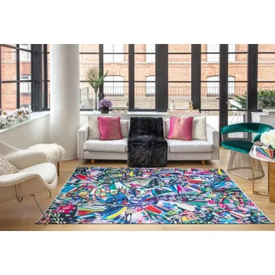 Elizabeth Sutton Collection Maisie Abstract Chasing Rainbows Area Rug In Blue;red;green