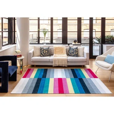 Elizabeth Sutton Collection Maisie Modern Flying Colors Area Rug In Blue;pink;gray