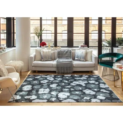 Elizabeth Sutton Collection Maisie Modern Primrose Path Area Rug In Black;ivory;gray
