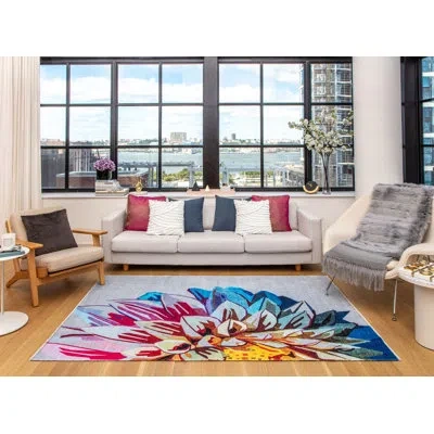 Elizabeth Sutton Collection Maisie Modern Space Dahlia Area Rug In Pink;ivory;gray