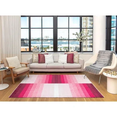 Elizabeth Sutton Collection Maisie Modern Tickled Pink Area Rug In Pink;ivory