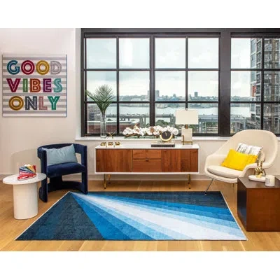 Elizabeth Sutton Collection Maisie Modern Violets Are Blue Area Rug In Blue;white;navy