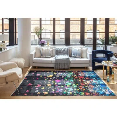 Elizabeth Sutton Collection Maisie Modern Winging It Area Rug In Black;yellow;pink