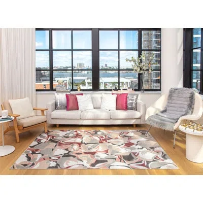 Elizabeth Sutton Collection Vera Abstract Bright Idea Area Rug In Beige;pink;gray