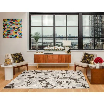 Elizabeth Sutton Collection Vera Abstract Small Wonder Area Rug In Black;gray