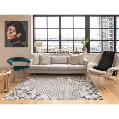 Elizabeth Sutton Collection Vera Modern Cloud Nine Area Rug In Black;gray
