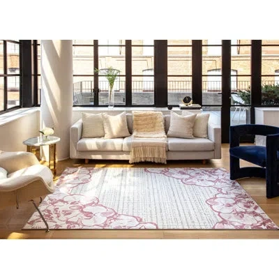 Elizabeth Sutton Collection Vera Modern Tickled Pink Area Rug In Red;cream
