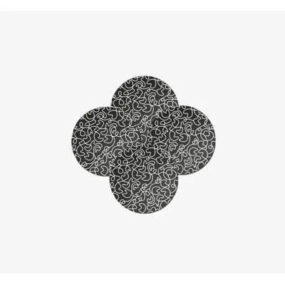 Elizabeth Sutton Home B&w Squiggly Dinner Plate In Black;white