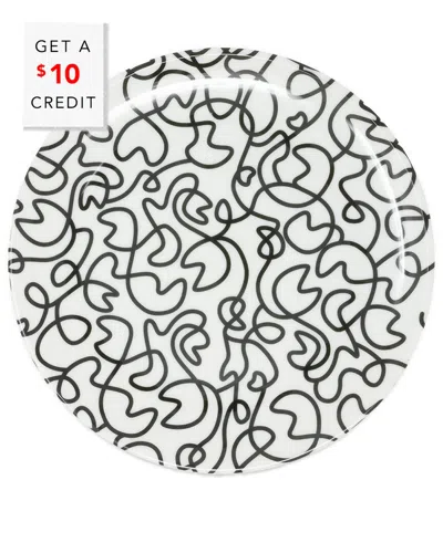Elizabeth Sutton Home B&w Squiggly Dinner Plate With $10 Credit