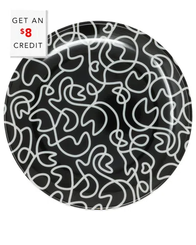 Elizabeth Sutton Home B&w Squiggly Salad Plate With $8 Credit