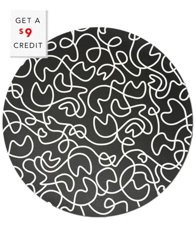 Elizabeth Sutton Home B&w Squiggly Starburst Round Placemats With $9 Credit