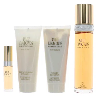 Elizabeth Taylor White Diamonds By , 4 Piece Gift Set Women With 3.4 oz