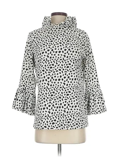 Pre-owned Elizabeth Wilson 3/4 Sleeve Blouse In Silver