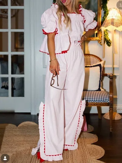 Elizabeth Wilson Designs Polly Pajama Set In Pink/white