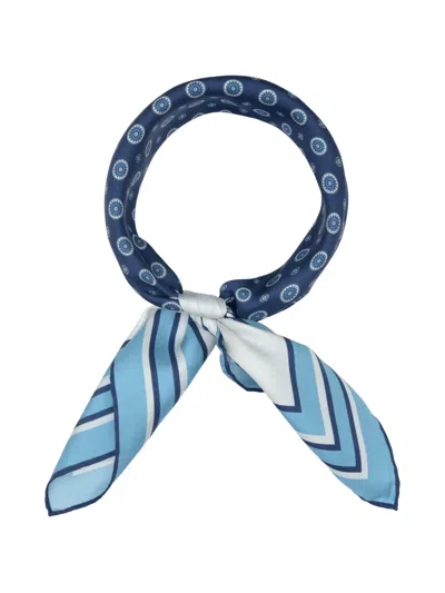 Elizabetta Aldo Medallion-print Striped-border Neckerchief In White
