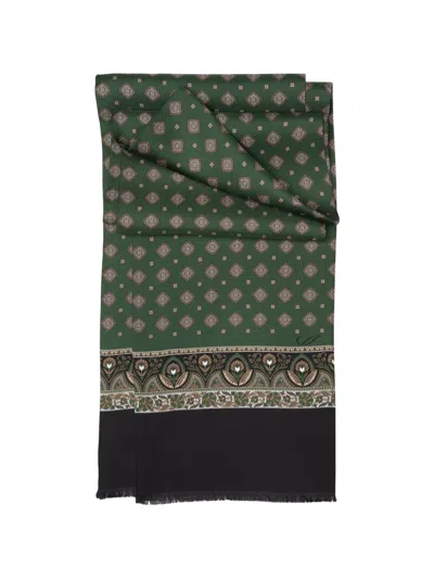Elizabetta Ancona Medallion-pattern Scarf In Green