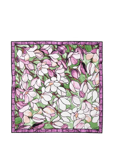 Elizabetta Clara Floral-print Silk Scarf In Purple