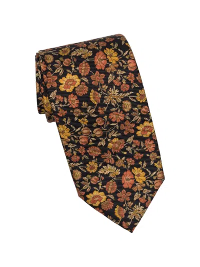 Elizabetta Conte Floral-print Silk Tie In Brown