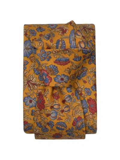 Elizabetta Conte Floral-print Silk Tie In Brown