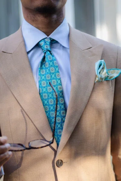 Elizabetta De Sica- Extra Long Silk Jacquard Tie For Men In Blue