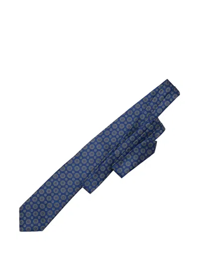 Elizabetta Ercole Medallion Jacquard Tie In Blue