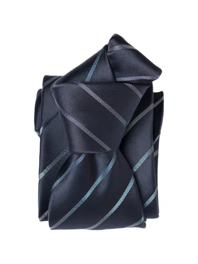 Elizabetta Esino Striped Silk Tie In Blue