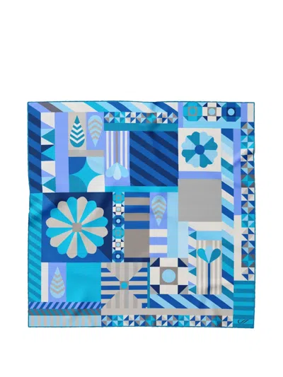 Elizabetta Giulietta Geometric-print Silk Scarf In Blue