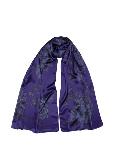 Elizabetta Isabella Floral-print Scarf In Blue
