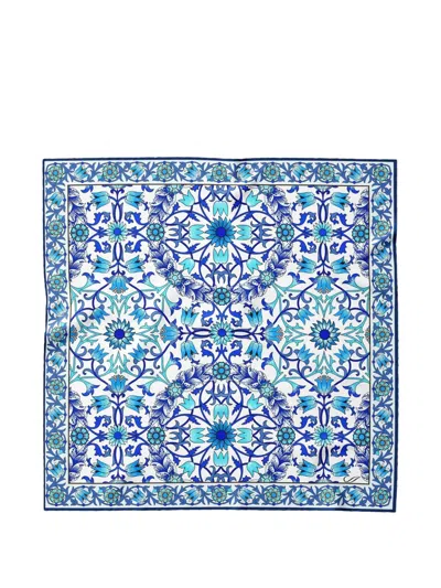 Elizabetta Itria Floral-print Pocket Square In Blue