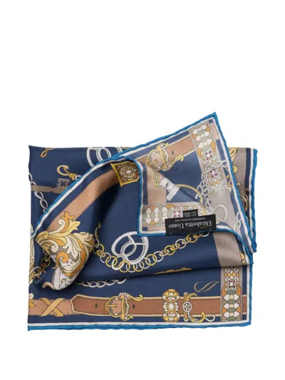 Elizabetta Like Clockwork Pocket Square In Blue
