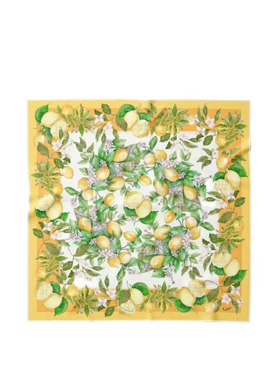 Elizabetta Limoni Fioriti Silk Scarf In Yellow