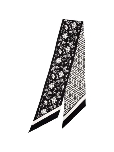 Elizabetta Loretta Floral-print Silk Scarf In Black