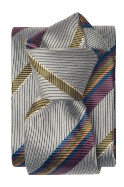 Elizabetta Lugano Jacquard-stripe Tie In Gray