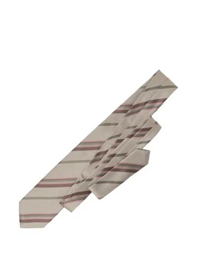 Elizabetta Lugano Jacquard-stripe Tie In Neutral
