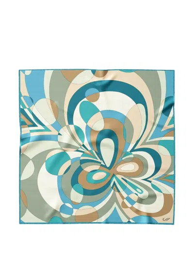 Elizabetta Michelle Geometric-print Silk Scarf In Blue
