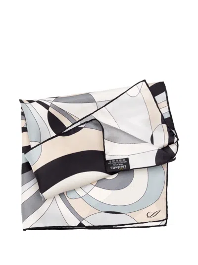 Elizabetta Michelle Geometric-print Silk Scarf In Gray