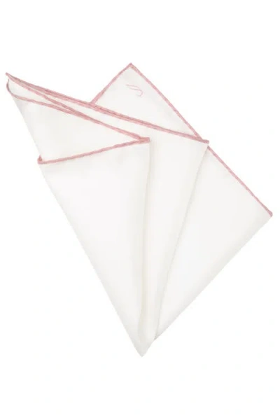 Elizabetta Mont Blanc Hand-rolled Pocket Square In White