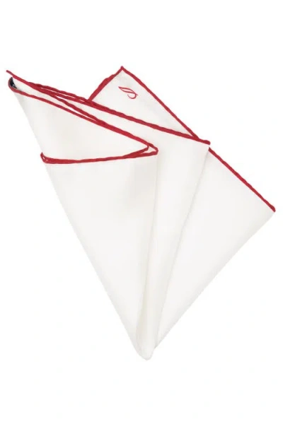 Elizabetta Mont Blanc Hand-rolled Pocket Square In White