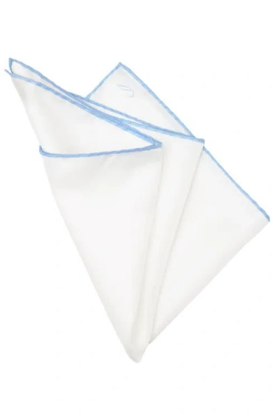 Elizabetta Mont Blanc Silk Pocket Square In White