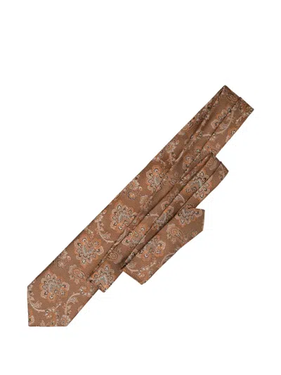 Elizabetta Montello Paisley Jacquard Tie In Brown